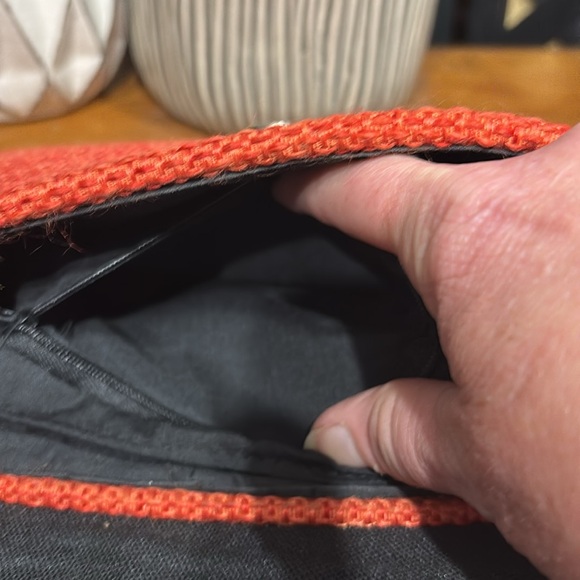 Handmade Clutch Orange and Black Textured Clutch with Asymmetrical Flap - Picture 10 of 10
